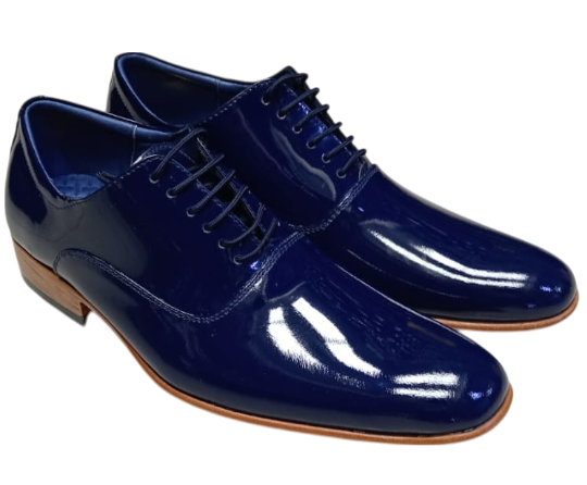Zapato Derby "Azul Cobalto Imperial" en Charol Legítimo (FRA-2514)